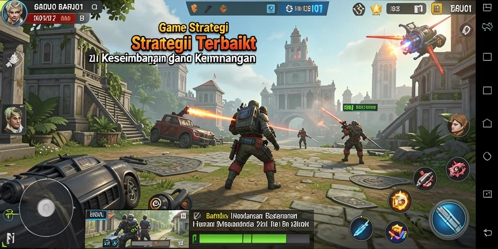 Tampilan utama gameplay BARU01 dengan aksi strategi yang seru.