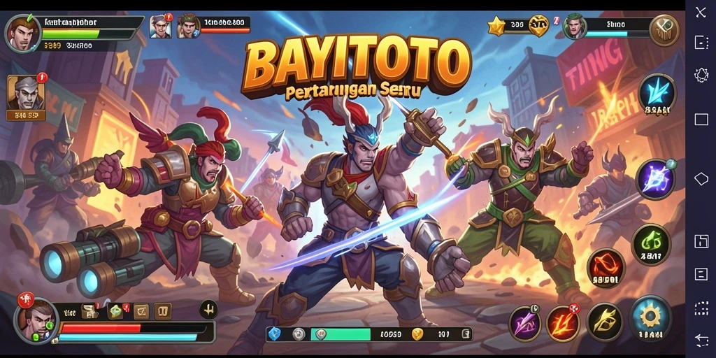 Tampilan screenshot utama BAYITOTO dengan karakter bertarung di arena menarik.
