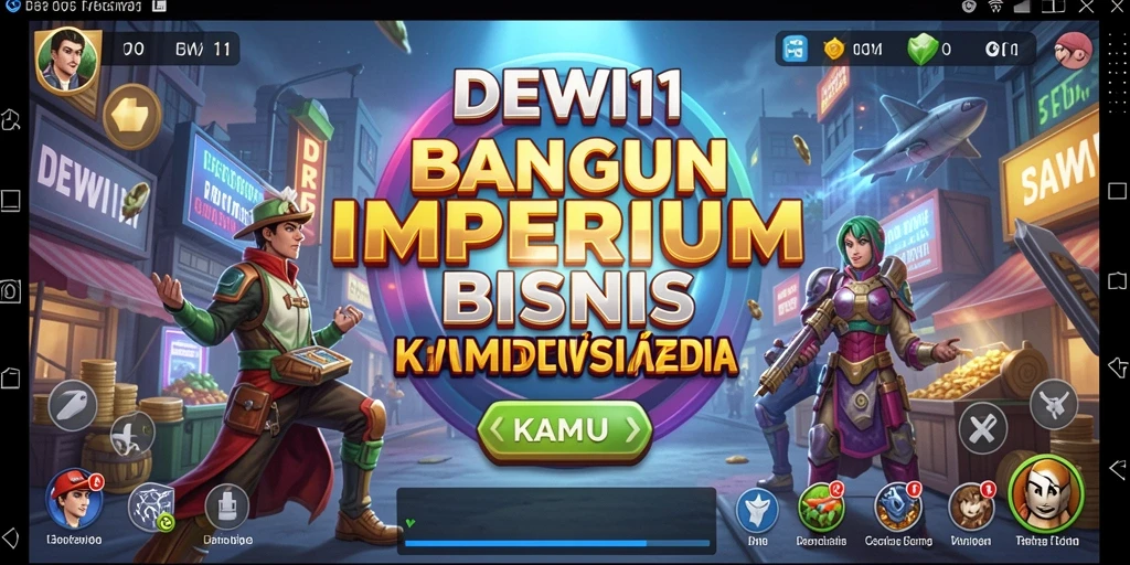 Screenshot DEWI11 menunjukkan pemain membangun bisnis dan mengelola sumber daya.