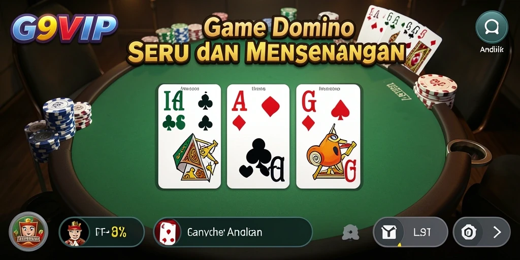 Tampilan gameplay seru di G9VIP yang menampilkan Domino.