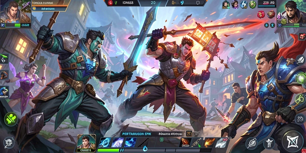 Gameplay seru IDN668 dengan pertarungan epik antar tim.