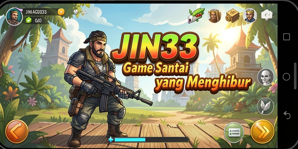 Tampilan gameplay JIN33 yang ceria dan interaktif.