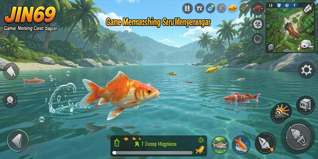 Screenshot gameplay JIN69 menampilkan aksi memancing yang mendebarkan.