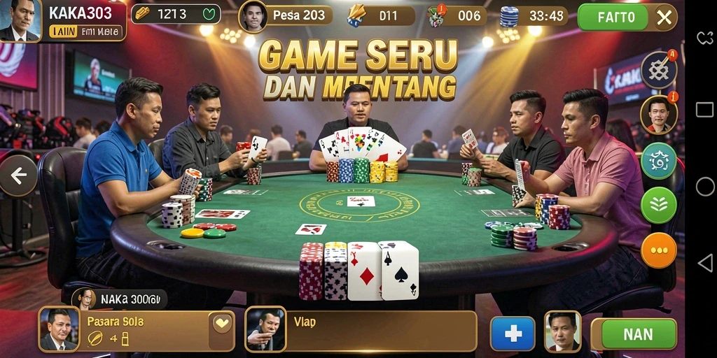 Screenshot gameplay KAKA303 yang menampilkan aksi poker mendebarkan.