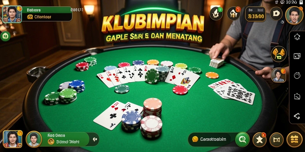 Tampilan seru gameplay Gaple di KLUBIMPIAN.