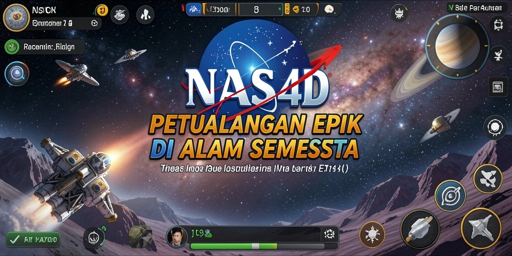 Screenshot gameplay NASA4D yang menunjukkan pertempuran epik di luar angkasa.