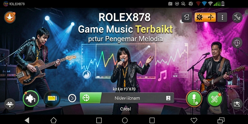 Tampilan gameplay seru dari ROLEX878 yang memadukan musik dan permainan.