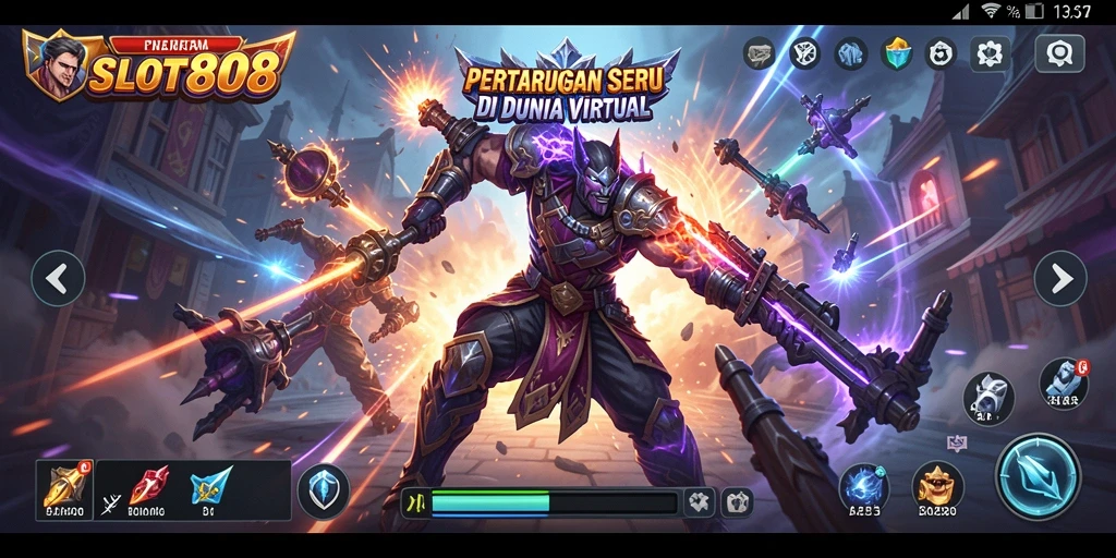 Screenshot game SLOT8808 menunjukkan pertarungan seru dan karakter yang menawan.