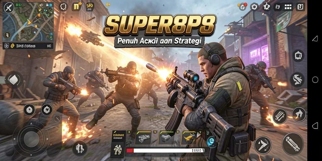 Screenshot SUPER88 menampilkan aksi seru dalam pertempuran TPS.
