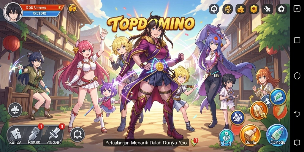 Screenshot gameplay TOPDOMINO menampilkan aksi memukau dalam dunia anime.
