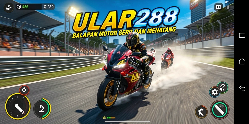 Tangkapan layar <strong>ULAR288</strong> menampilkan aksi balapan motor yang mendebarkan dengan grafis realistis.