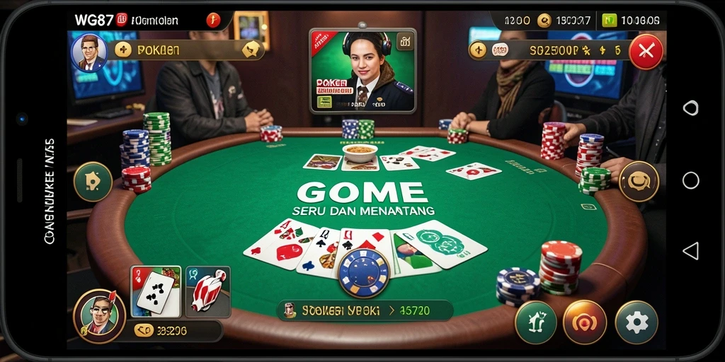 Screenshot gameplay seru dari WG87 yang menampilkan aksi Poker mendebarkan.